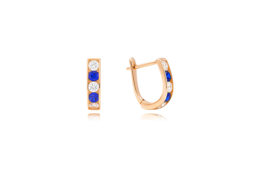 Auksiniai auskarai su mėlynais cirkoniais