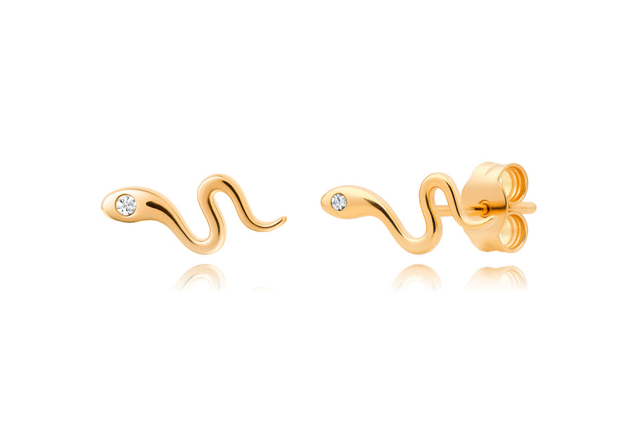 Auksiniai auskarai su cirkoniais 'Gyvatė'