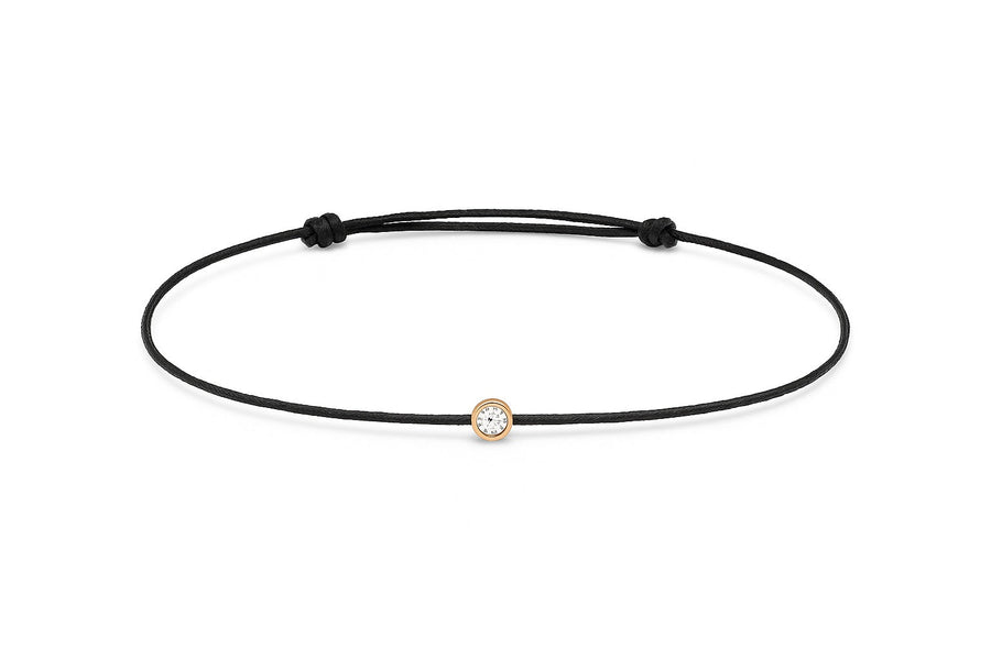 Black thread bracelet with diamond