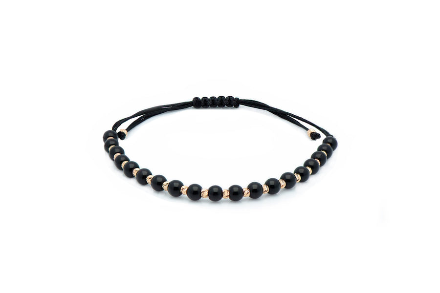 Black thread bracelet with onyx and gold