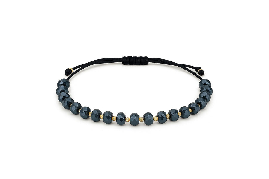 Black thread bracelet with onyx and gold