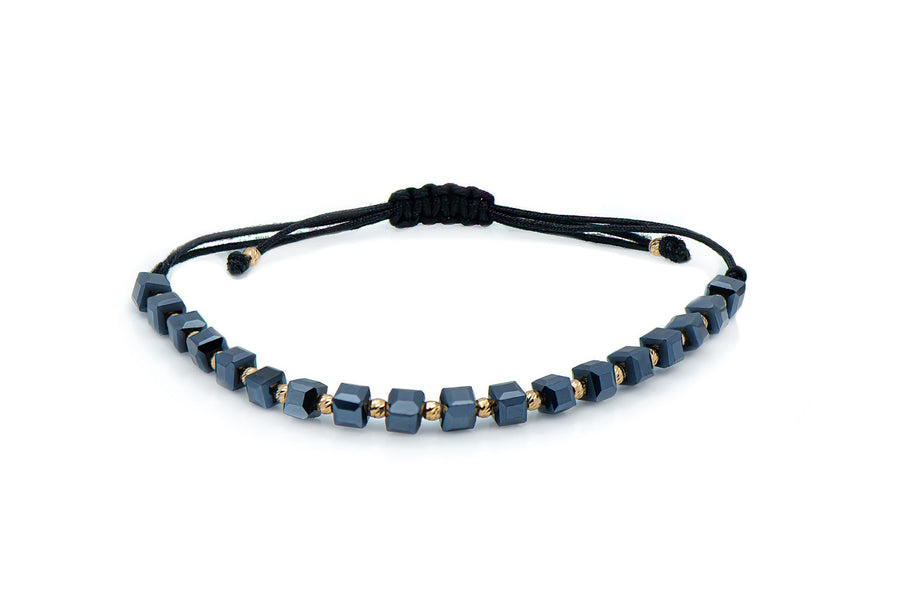 Black thread bracelet with onyx and gold