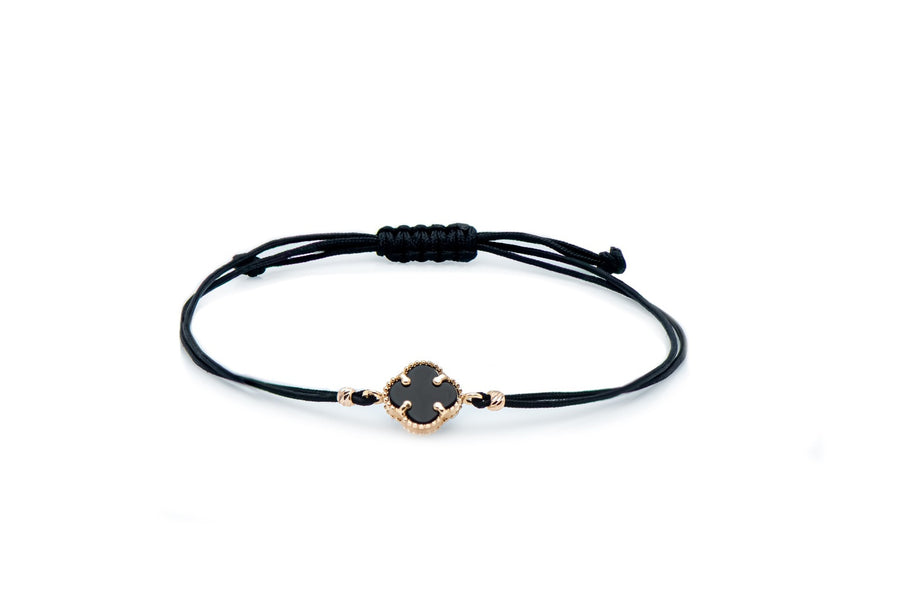 Black thread bracelet with onyx and gold