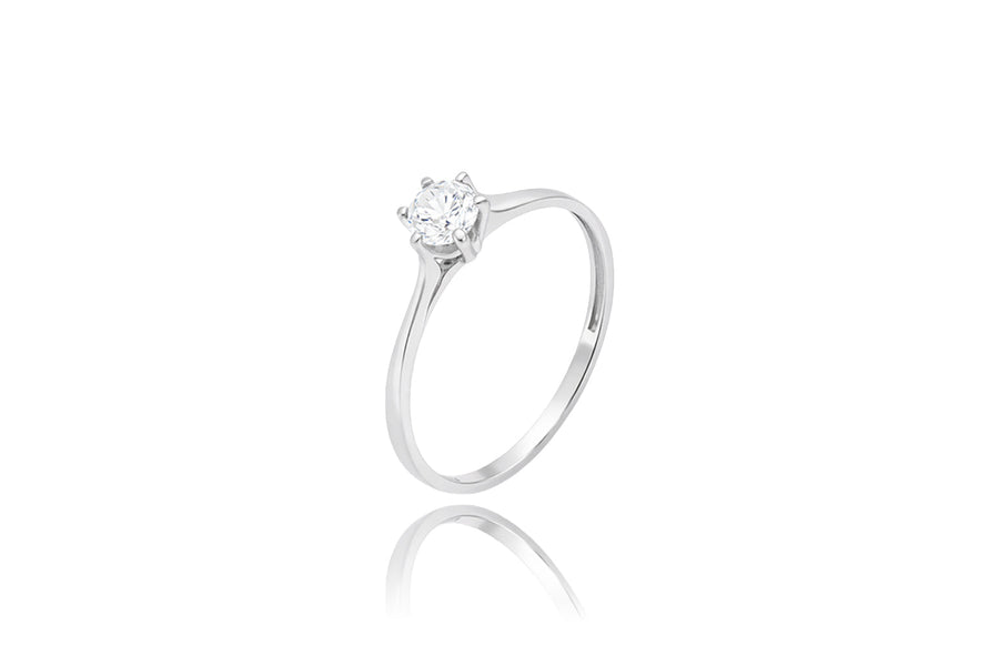 Balto aukso žiedas su cirkoniu