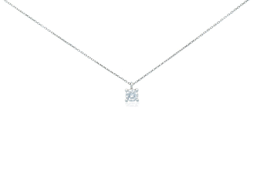 Balto aukso grandinėlė su cirkonio pakabuku