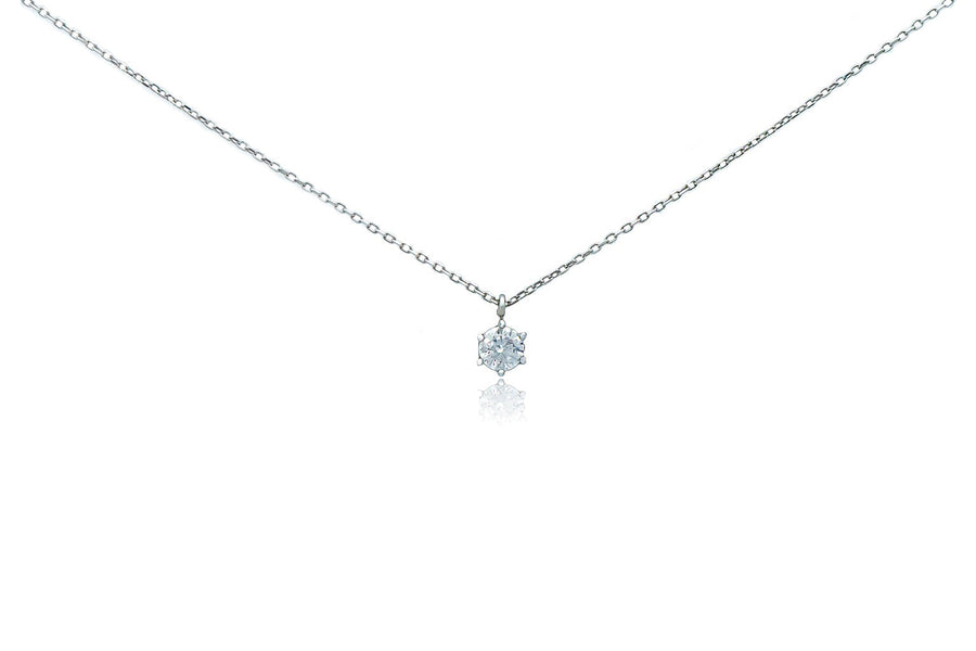 Balto aukso grandinėlė su cirkonio pakabuku