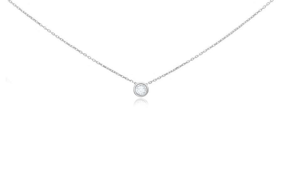 Balto aukso grandinėlė su cirkonio pakabuku