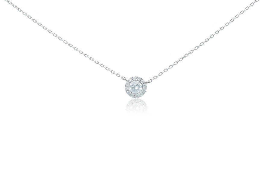 Balto aukso grandinėlė su cirkonio pakabuku