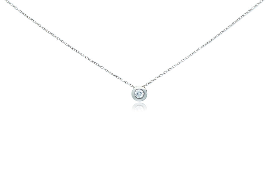 Balto aukso grandinėlė su cirkonio pakabuku