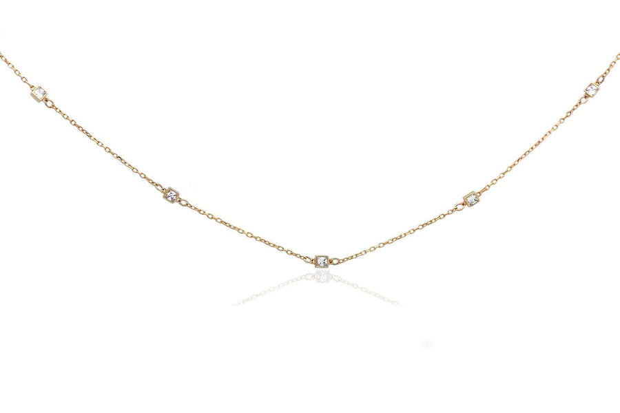 Auksinė grandinėlė su cirkonio pakabukais