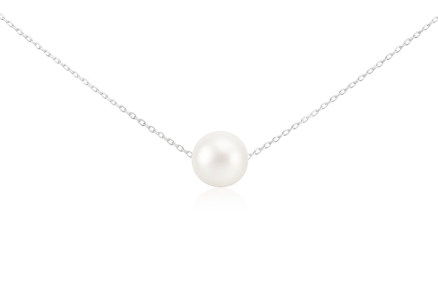 Balto aukso grandinėlė su kultivuotu perlu