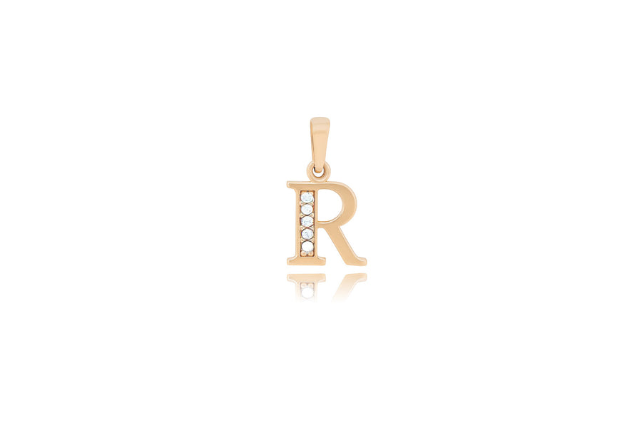 Auksinis pakabukas su cirkoniais raidė R