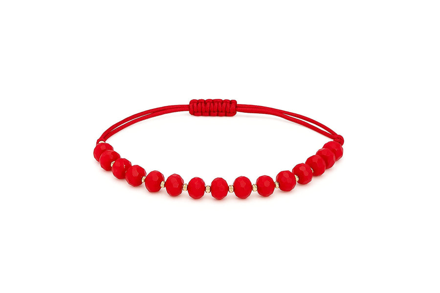 Raudono siūlo apyrankė su oniksais ir auksu