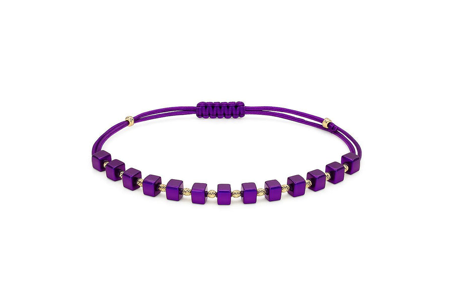 Violetinio siūlo apyrankė su oniksu ir auksu