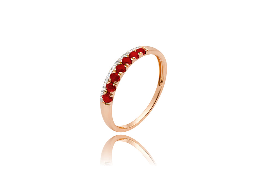Auksinis žiedas su rubinais ir deimantais