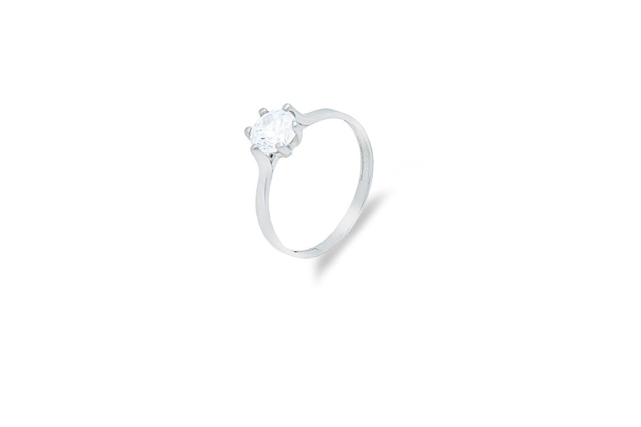 Balto aukso žiedas su cirkoniu