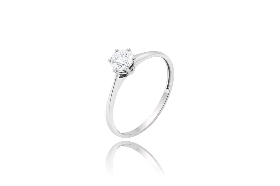 Balto aukso žiedas su cirkoniu