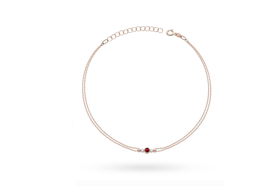 Auksinė apyrankė su rubinu ir deimantais