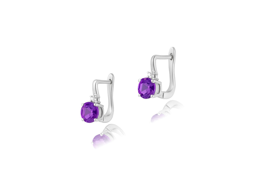 Auksiniai auskarai su ametistais su deimantais