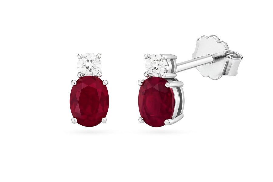 Auksiniai auskarai su rubinais ir deimantais