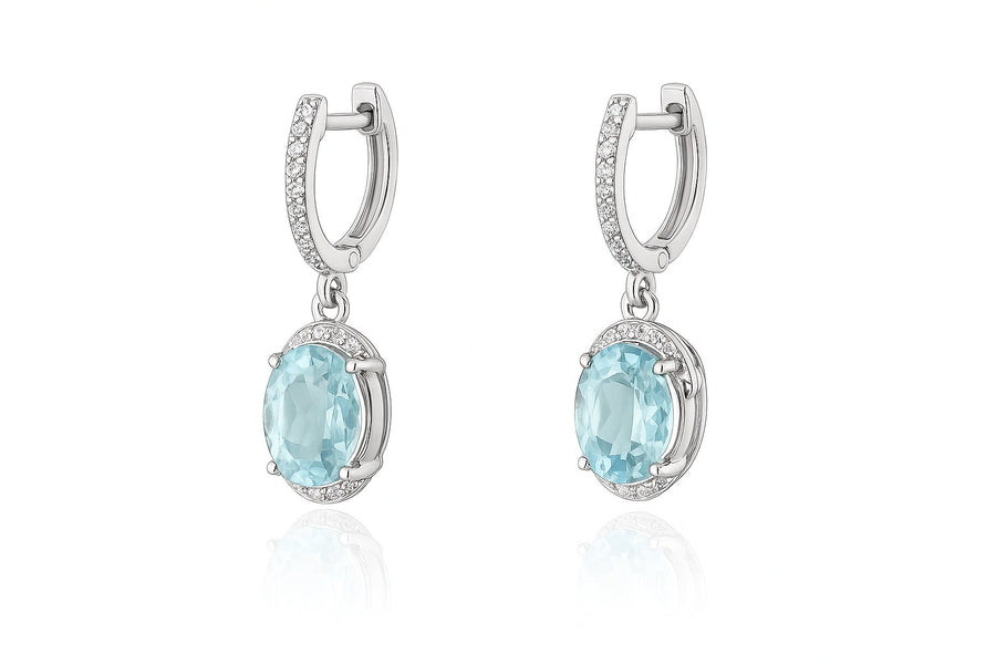 Auksiniai auskarai su topazais ir deimantais