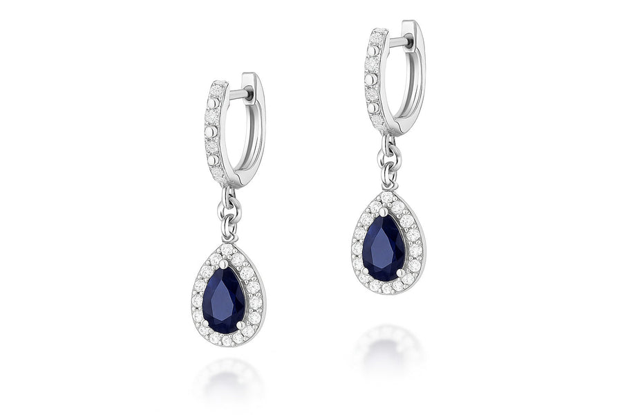 Auksiniai auskarai su safyrais ir deimantais